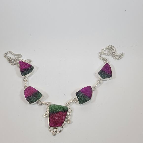 Handmade Tourmaline Crystal Necklace in Sterling Silver Unique Gemstone Jewelry - Picture 2 of 10